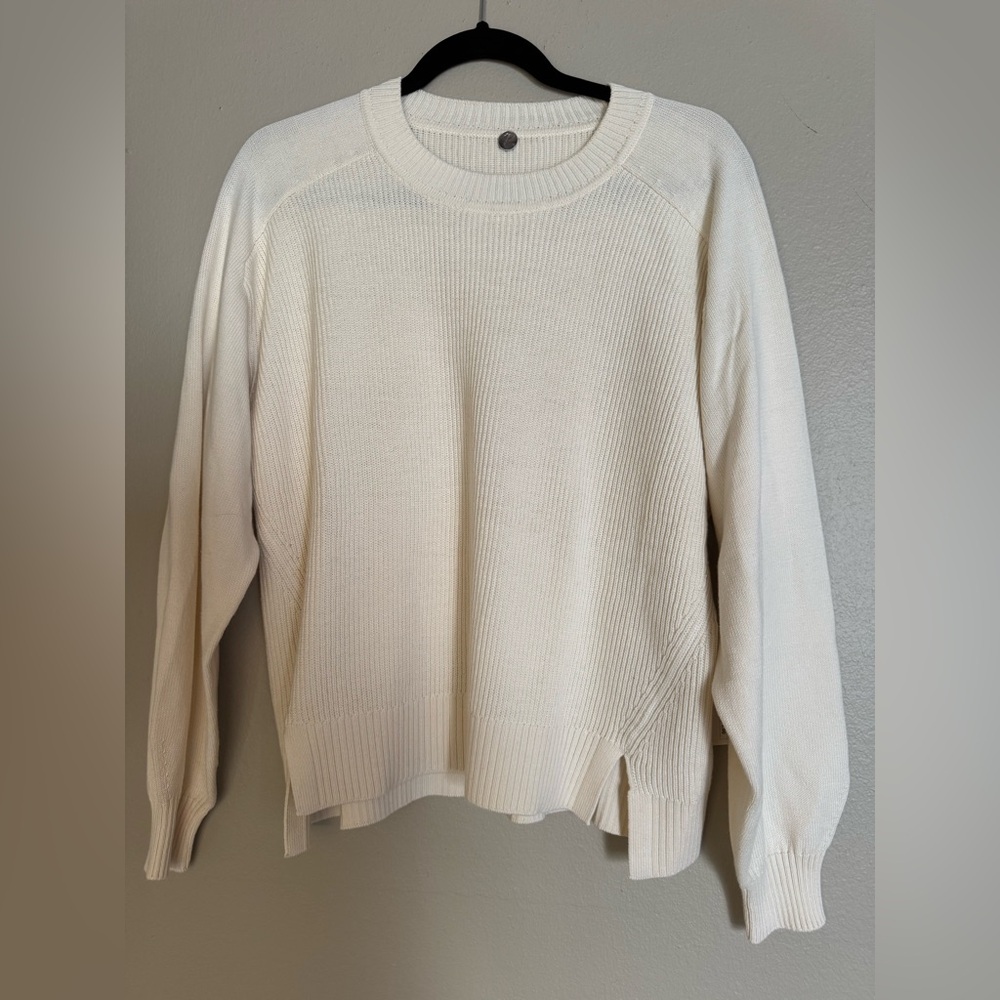 NWT - Margaret O’Leary Mixed Stitch Cotton Crewneck Sweater - Medium - Chalk